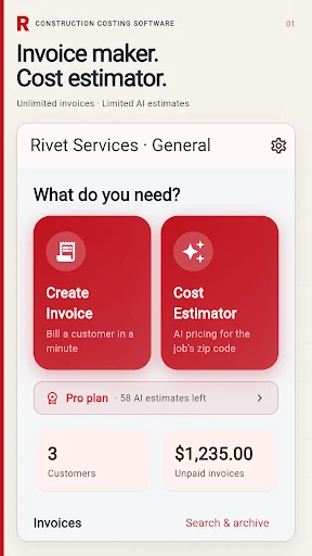 Construction Costing screenshot 1 from Google Play